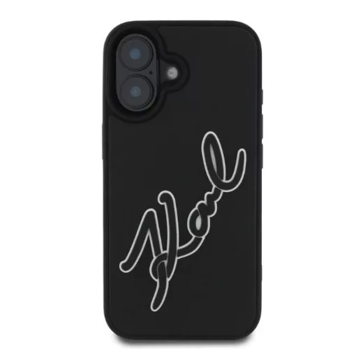  iPhone 16 Fekete Karl Lagerfeld 3D Rubber Signature tok-3666339319922 3 kép