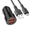 Borofone autós töltő BZ19 Wisdom - 2xUSB - 12W USB-Micro USB kábel-6974443387360 1 kép