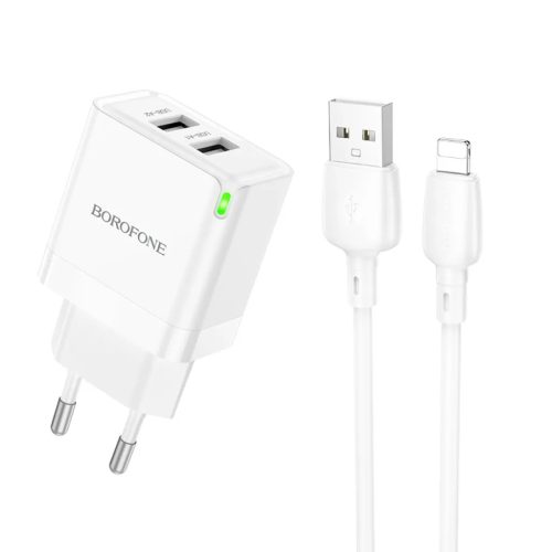 Borofone hálózati USB töltő adapter BN15 Strong - 2xUSB - 2,1A Lig-6941991108396 1 kép
