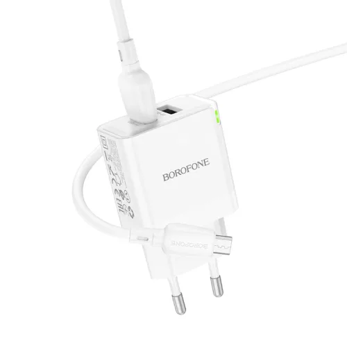 Borofone hálózati töltő BN15 Strong - 2xUSB - 2,1A USB-Micro USB k-6941991108402 4 kép