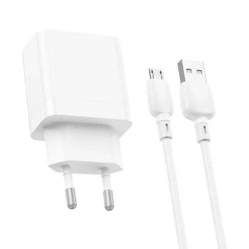 Borofone hálózati töltő BN15 Strong - 2xUSB - 2,1A USB-Micro USB k-6941991108402 5 kép
