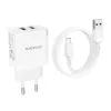 Borofone hálózati töltő BN15 Strong - 2xUSB - 2,1A USB-Micro USB k-6941991108402 6 kép
