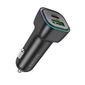   Borofone autós töltő BZ28A Trophie - USB + Type C - QC 3.0 PD 30W 3A fekete
