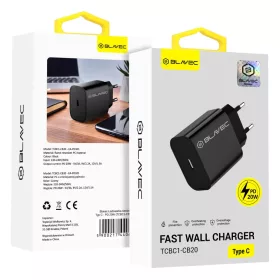 Blavec fali töltő BC1 - Típus C - PD 20W (TCBC1-CB20) fekete-5900217440604 1 kép
