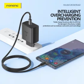 Foneng Fali töltő EU62 GaN - Type C - PD 45W Type C-Type C kábellel-6970462514534 2 kép