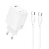 Borofone fali töltő BN28 Fuente - Type C - PD 30W Type C - Type C kábellel fehér GaN