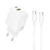 Borofone Fali töltő BN27 Fuente - USB + Type C - QC 3.0 PD 20W Type C to Type C kábellel fehér