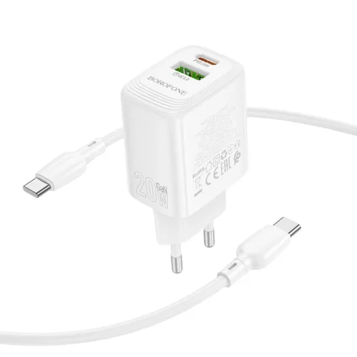 Borofone Fali töltő BN27 Fuente - USB + Type C - QC 3.0 PD 20W Type -6941991120282 5 kép