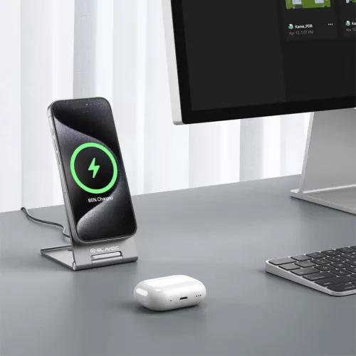 Blavec BQI-01 Qi2 15W mágneses vezeték nélküli töltő ezüst-5900217460183 3 kép
