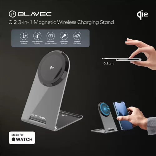 Blavec BQI-01 Qi2 15W mágneses vezeték nélküli töltő ezüst-5900217460183 10 kép