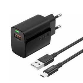   Foneng EU64 hálózati töltő - USB - 18W USB-Micro USB kábellel fekete