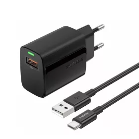   Foneng EU64 fali töltő - USB - 18W, USB típusú C kábel fekete