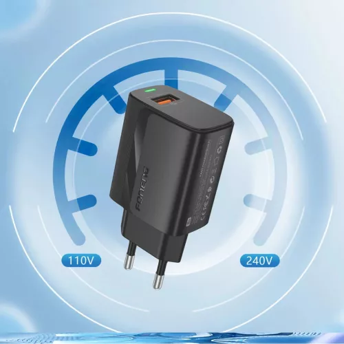 Foneng EU64 fali töltő - USB - 18W, USB típusú C kábel fekete-6970462514879 3 kép