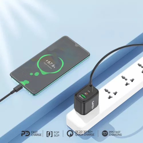 Foneng fali töltő GaN10-EU - USB + 2xType C - QC 4.0+ PD 65W Type C -6970462511953 5 kép