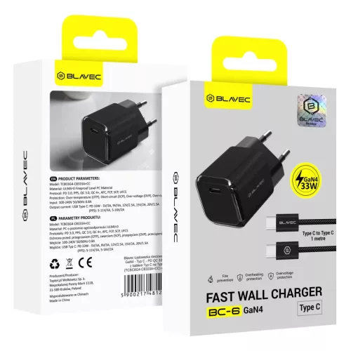 Blavec falitöltő BC-6 GaN4 - Type C - PD QC 33W 3A Type C - Type C k-5900217481225 3 kép