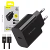 Blavec fali töltő BC-9 - Type C - PD 20W 3A Type C - Type C kábellel (TCBC9-CB203A+CC) fekete