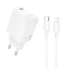Borofone hálózati töltőadapter BN28 Fuente - Type C - PD 30W Type C - Lightning kábellel, fehér GaN