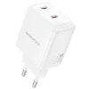 Borofone fali töltő BN31 Cargador GaN - 2xType C - QC 3.0 PD 45W fehér