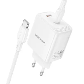 Borofone Wall charger BN31 Cargador GaN - 2xType C - QC 3.0 PD 45W wit-6941991124709 2 kép