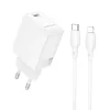 Borofone hálózati töltő BN26 Fuente - Type-C - PD 20W Type-C-Lighting kábellel fehér GaN