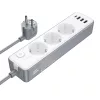 Borofone hálózati elosztó BAC9 - 3 aljzat 240V + 3xUSB + Type C - PD 20W 2 méter fekete