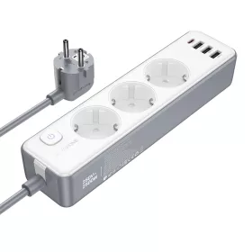   Borofone hálózati elosztó BAC9 - 3 aljzat 240V + 3xUSB + Type C - PD 20W 2 méter fekete