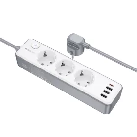 Borofone hálózati elosztó BAC9 - 3 aljzat 240V + 3xUSB + Type C - P-6941991116650 2 kép