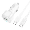 Borofone Autós töltő BZ34B Cloud - USB + Type C - QC 3.0 PD 38W Type C-Lightning kábellel fehér