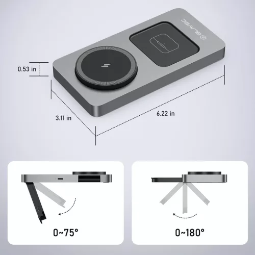 Blavec Indukciós töltő BQI-05 Qi 15W mágneses Magsafe 3 az 1-ben U-5900217492290 5 kép