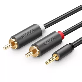   Ugreen AV102 10510 kábel 3.5 mm mini jack (apa) / 2RCA (apa) 2m - szürke