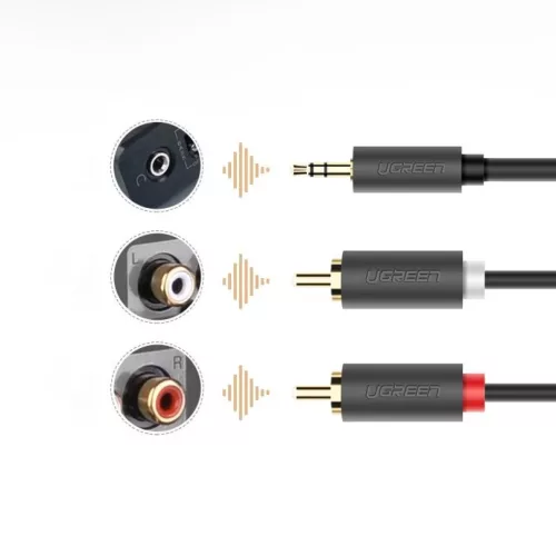 Ugreen AV102 10511 kábel 3.5 mm mini jack (male) / 2RCA (male) 1.5m --6957303815111 5 kép