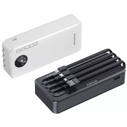 Powerbank 20000mAh Kijelzővel + Kábelek USB/PD/iPhone Lightning/Micr-6954284004275 2 kép