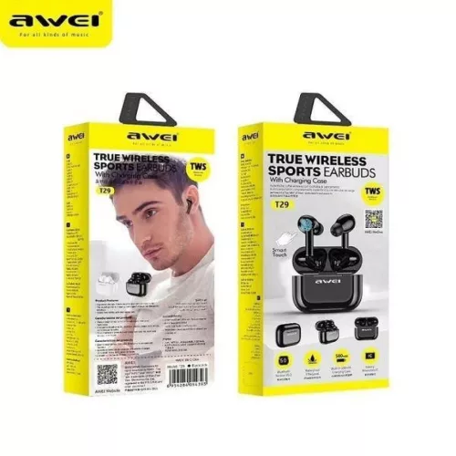 Bluetooth 5.0 TWS Fülhallgató + AWEI Dokkolóállomás (T29) fehér-6954284033398 5 kép