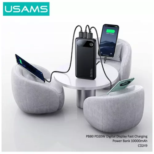 USAMS PB80 Power Bank PD20W 10000mAh fehér-6958444994994 4 kép