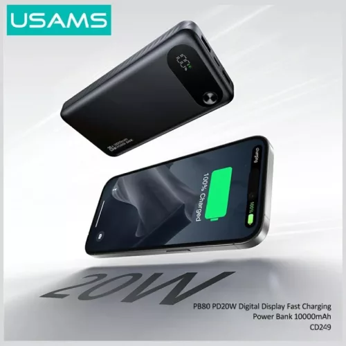 USAMS PB80 Power Bank PD20W 10000mAh fehér-6958444994994 5 kép