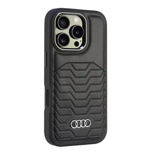  iPhone 16 Pro Eredeti Audi szintetikus bőrtok fekete tok (AU-TPUPCMI-6955250227612 2 kép