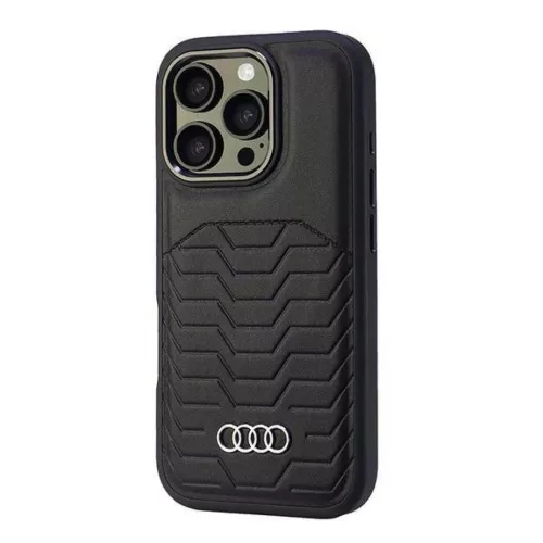  iPhone 16 Pro Eredeti Audi szintetikus bőrtok fekete tok (AU-TPUPCMI-6955250227612 3 kép