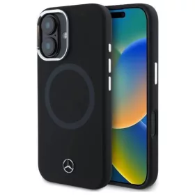   Eredeti tok IPHONE 16 Mercedes Hardcase Szilikon Tonal Logo MagSafe (MEHMP16S23SUTTK) fekete tok