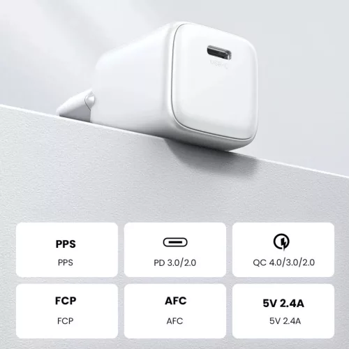 GaN USB C 30W PD Ugreen Nexode Mini gyors töltő - fehér-6941876213269 9 kép