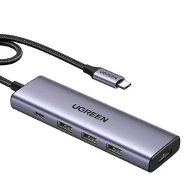  USB-C Hub Ugreen CM511, HDMI 4K 60Hz, 3x USB 3.0 5Gbps, PD 100W (ezüst)