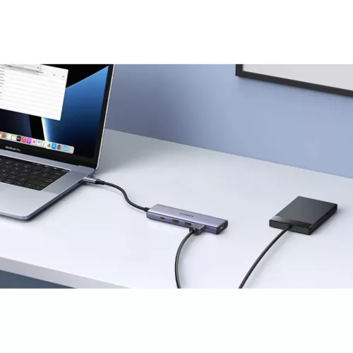 USB-C Hub Ugreen CM511, HDMI 4K 60Hz, 3x USB 3.0 5Gbps, PD 100W (ezüs-6941876215973 5 kép