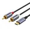 Ugreen USB Type-C  - 2RCA audio kábel 1.5m szürke (20193 CM451)