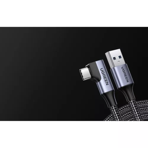 Ugreen US385 USB-A / USB-C 90º 5Gb/s 3A 1m szögletes kábel - fekete-6957303822997 9 kép