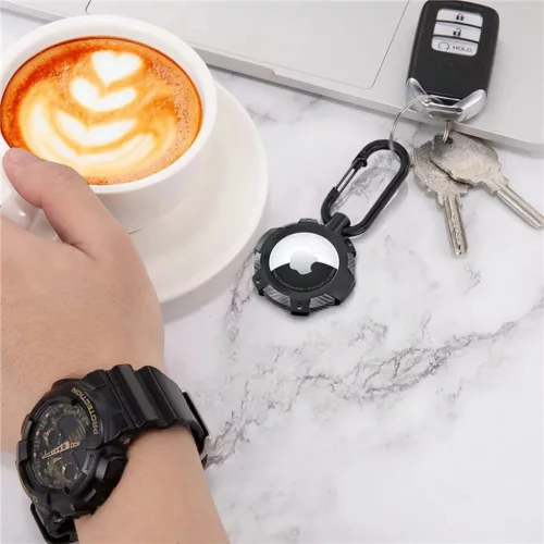 Tech-Protect TPUCarbon tok Apple AirTag-hez - fekete-9589046924002 3 kép
