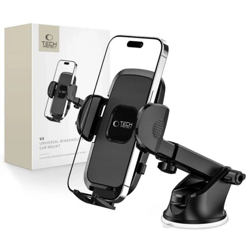 Tech-Protect V3 autós telefontartó szélvédőre/műszerfalra - feke-9589046926778 1 kép