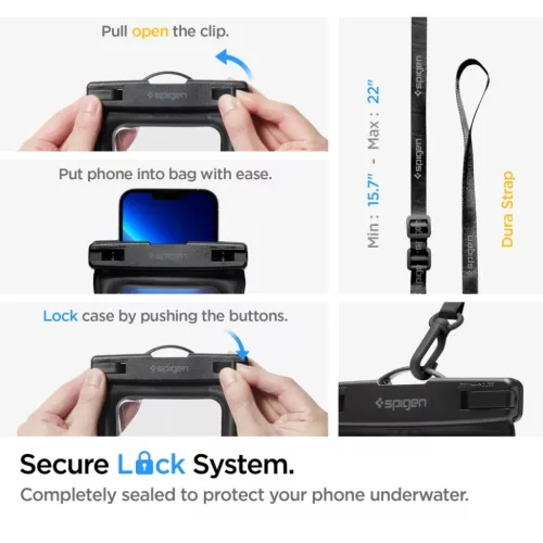Spigen A621 Fekete Aqua Shield vízálló derék táska + vízálló t-8809811860863 3 kép