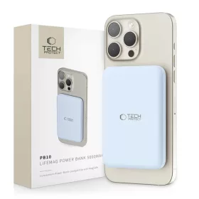   Tech-Protect LifeMag PB10 Powerbank MagSafe funkcióval 5000mAh 15W USB-C port - kék + USB-C kábel