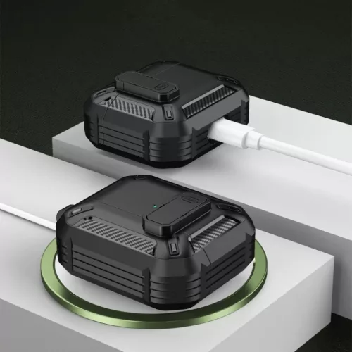 Tech-Protect X-Carbo tok AirPods Pro 1 / 2 - fekete-9490713928080 2 kép