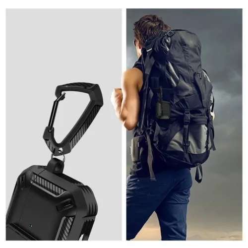 Tech-Protect X-Carbo tok AirPods Pro 1 / 2 - fekete-9490713928080 5 kép