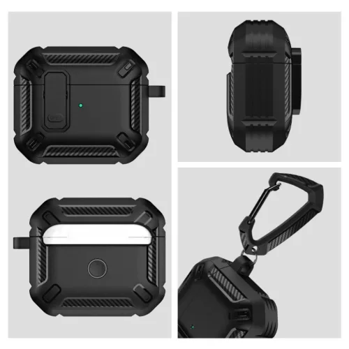 Tech-Protect X-Carbo tok AirPods Pro 1 / 2 - fekete-9490713928080 6 kép